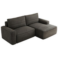 ECKSOFA BELLUNO L Dunkelgrau Velvet - Rechts - Dunkelgrau/Schwarz, Textil (233/144cm) - MKS