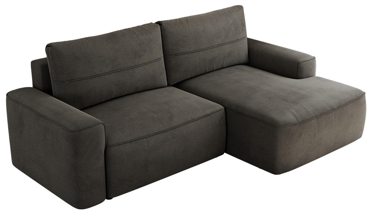 ECKSOFA BELLUNO L Dunkelgrau Velvet - Rechts - Dunkelgrau/Schwarz, Textil (233/144cm) - MKS