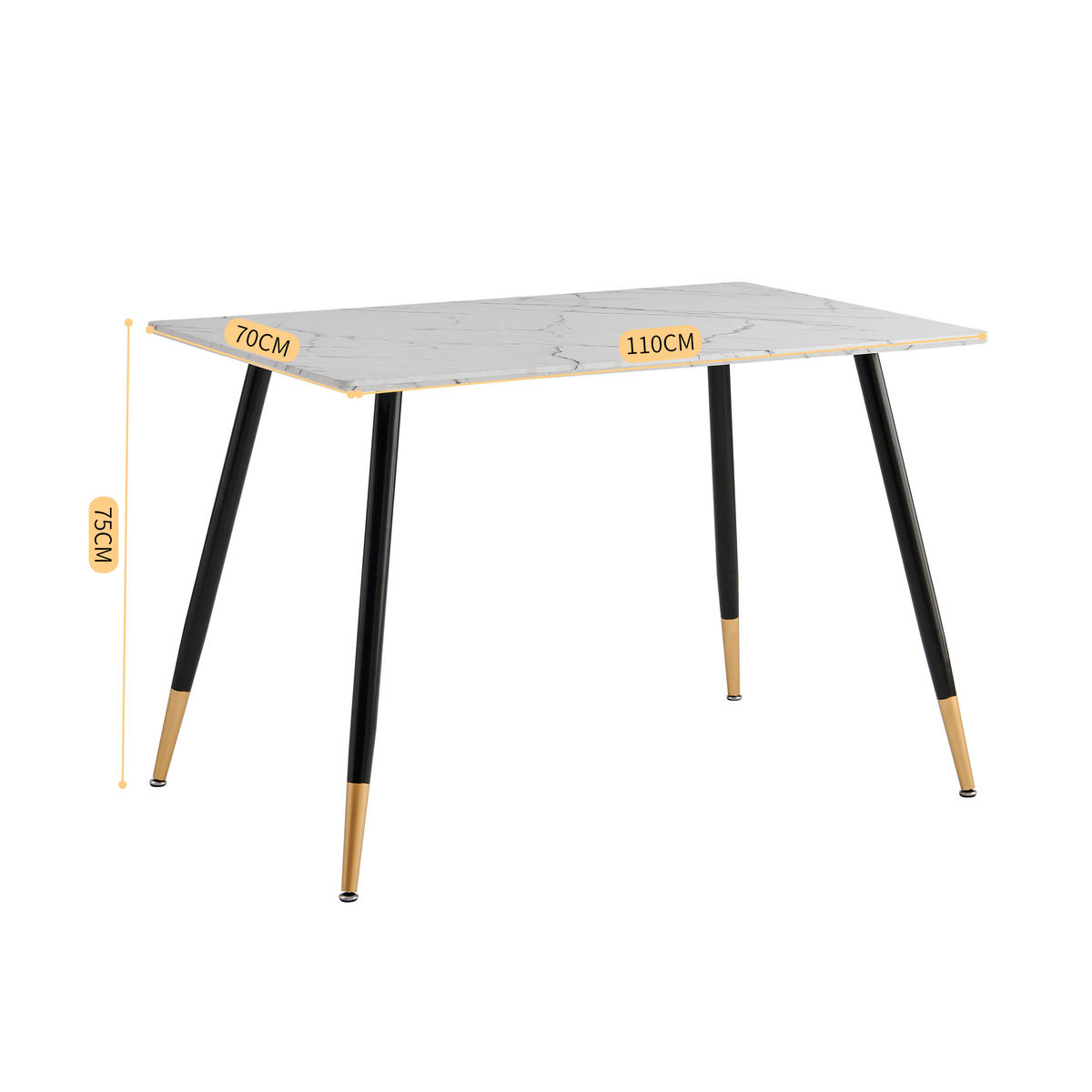 ESSTISCH SET weiß und braun - Braun/Weiß, Holzwerkstoff/Metall (70/75/110cm) - Urban Meuble