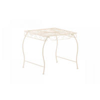 GARTENTISCH eckig 49/45/46 cm Metall Weiß - Creme, Metall (45/49/46cm) - CLP