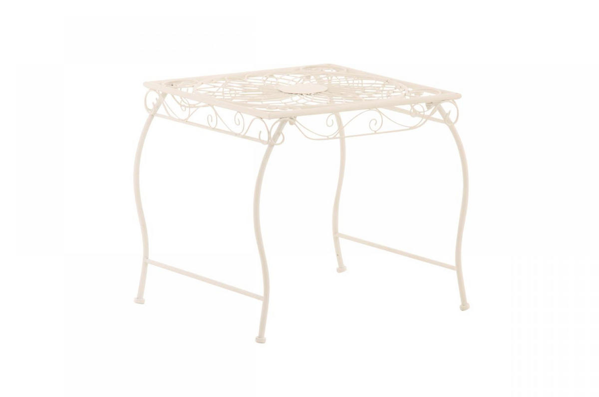 GARTENTISCH eckig 49/45/46 cm Metall Weiß - Creme, Metall (45/49/46cm) - CLP