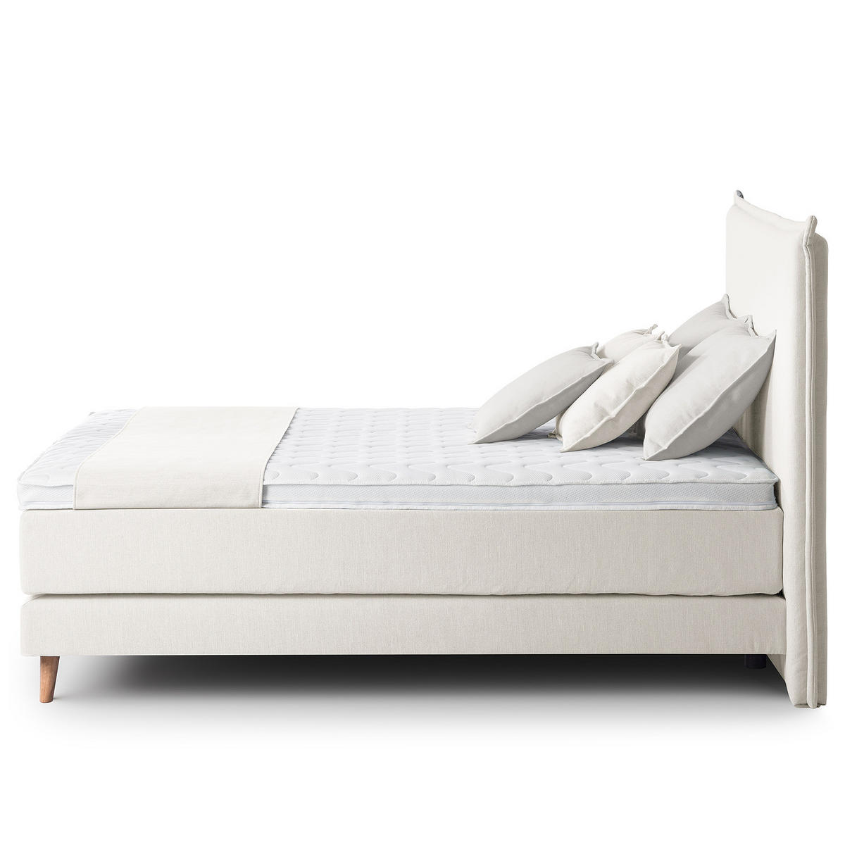 BOXSPRINGBETT - Klassisch - Platinfarben, Holz (160/200cm) - home24