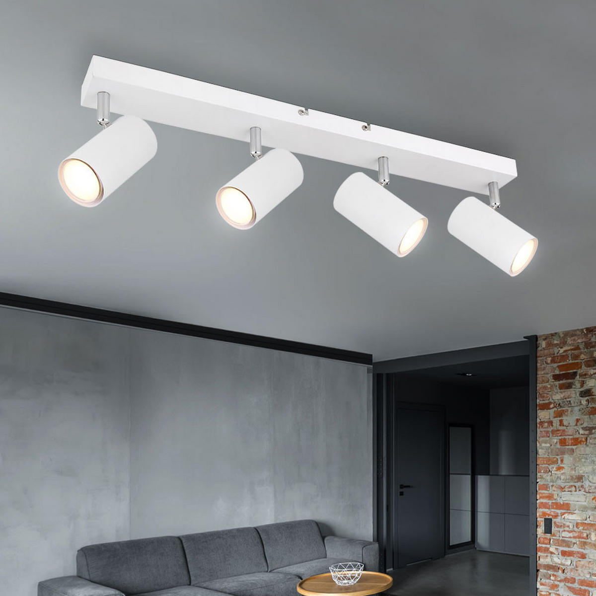 LED DECKENLEUCHTE Metall Weiß 4 Flammig - Weiß, Metall (56/6/12cm) - Globo Lighting