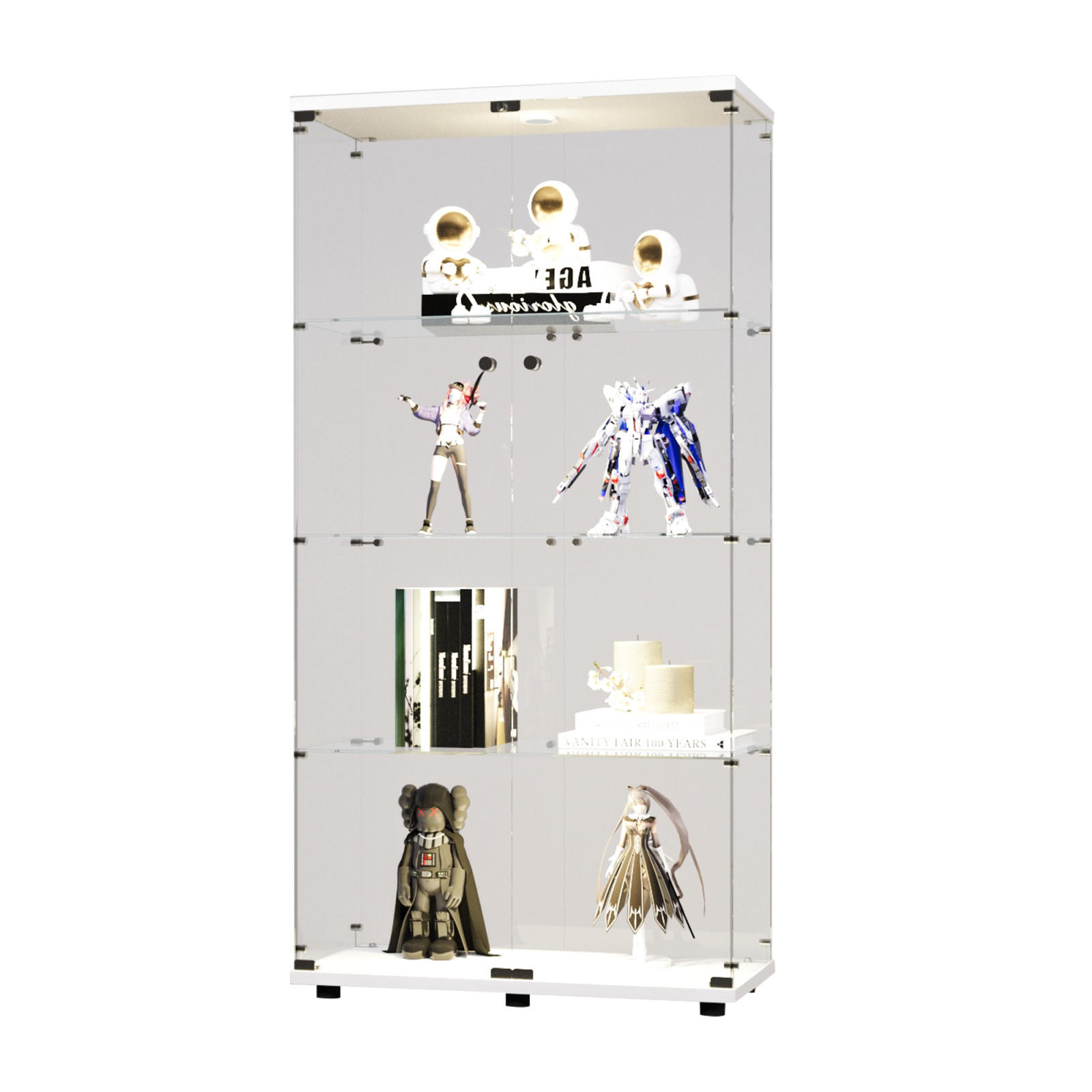 EuroLiving Vitrine Weiß 80.49x163.9x36.49 cm