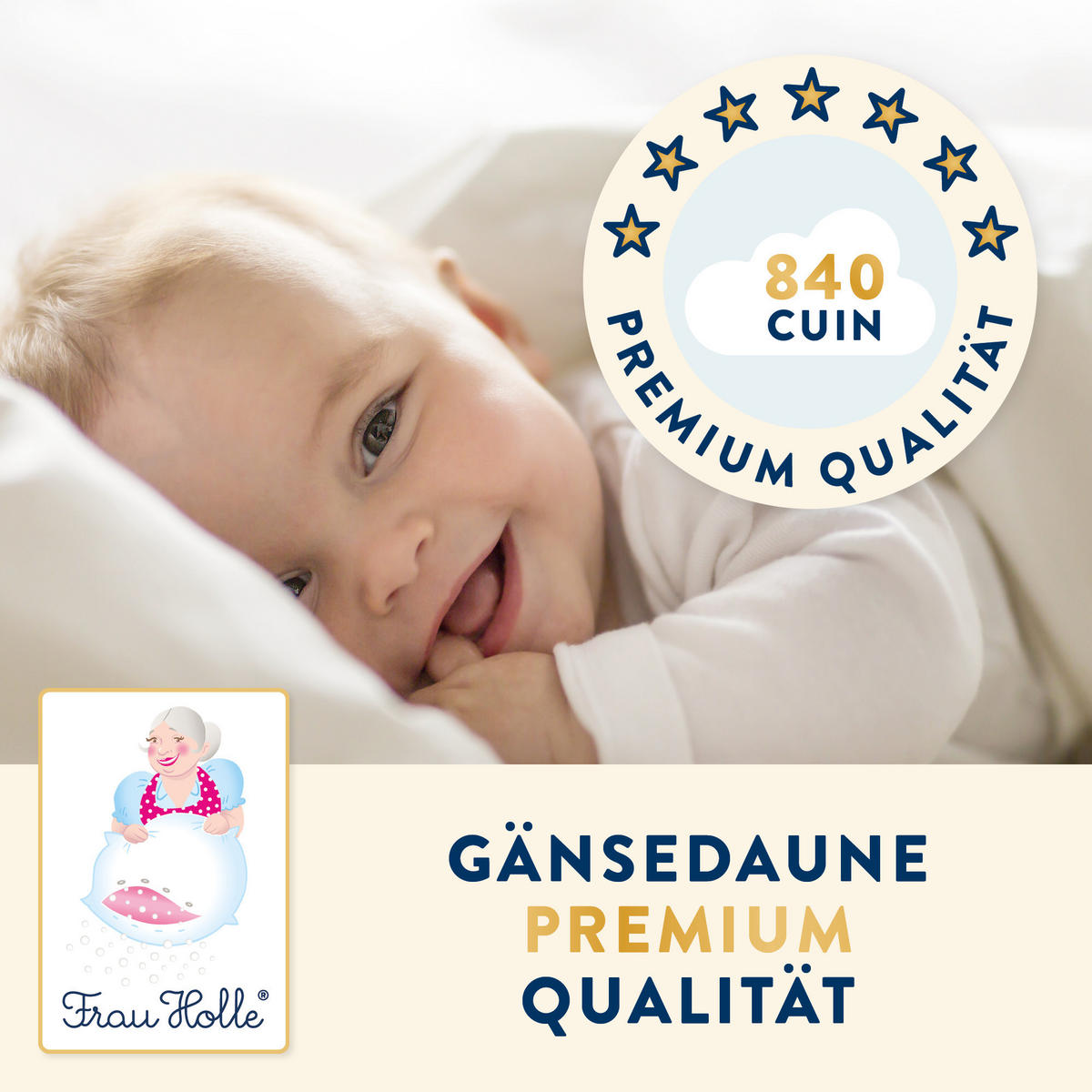 BABYKOPFKISSEN BABYS 100% Gänsedaunen weich - Weiß, Naturmaterialien/Textil (35/40cm) - Frau Holle