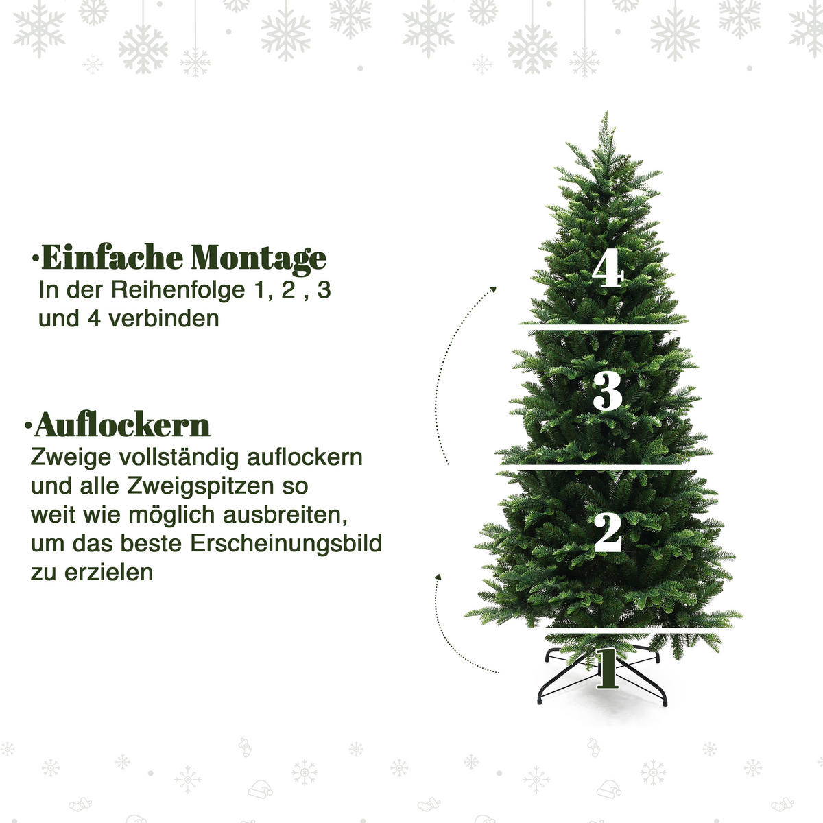 KÜNSTLICHER Weihnachtsbaum 185 cm, Tannen-Optik, 1499 PE/PVC-Spitzen - Grün, Kunststoff (92/185cm) - Hometopia