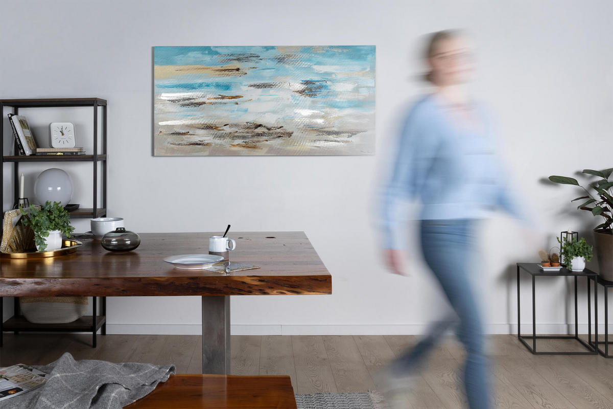 ÖLGEMÄLDE 140/70 cm - Blau/Grau, Holz/Textil (140/70cm) - KUNSTLOFT