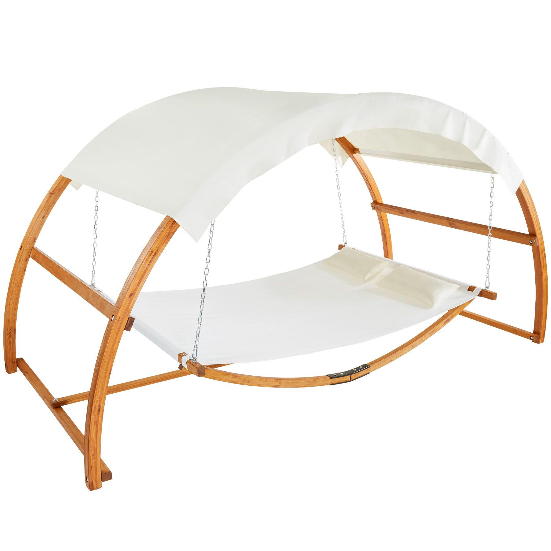 HÄNGEMATTE Locarno,Belastbarkeit 250 kg, 328 x 160 x 171,5 cm,teak - Teakfarben, Holz (160/171.5/328cm) - tectake