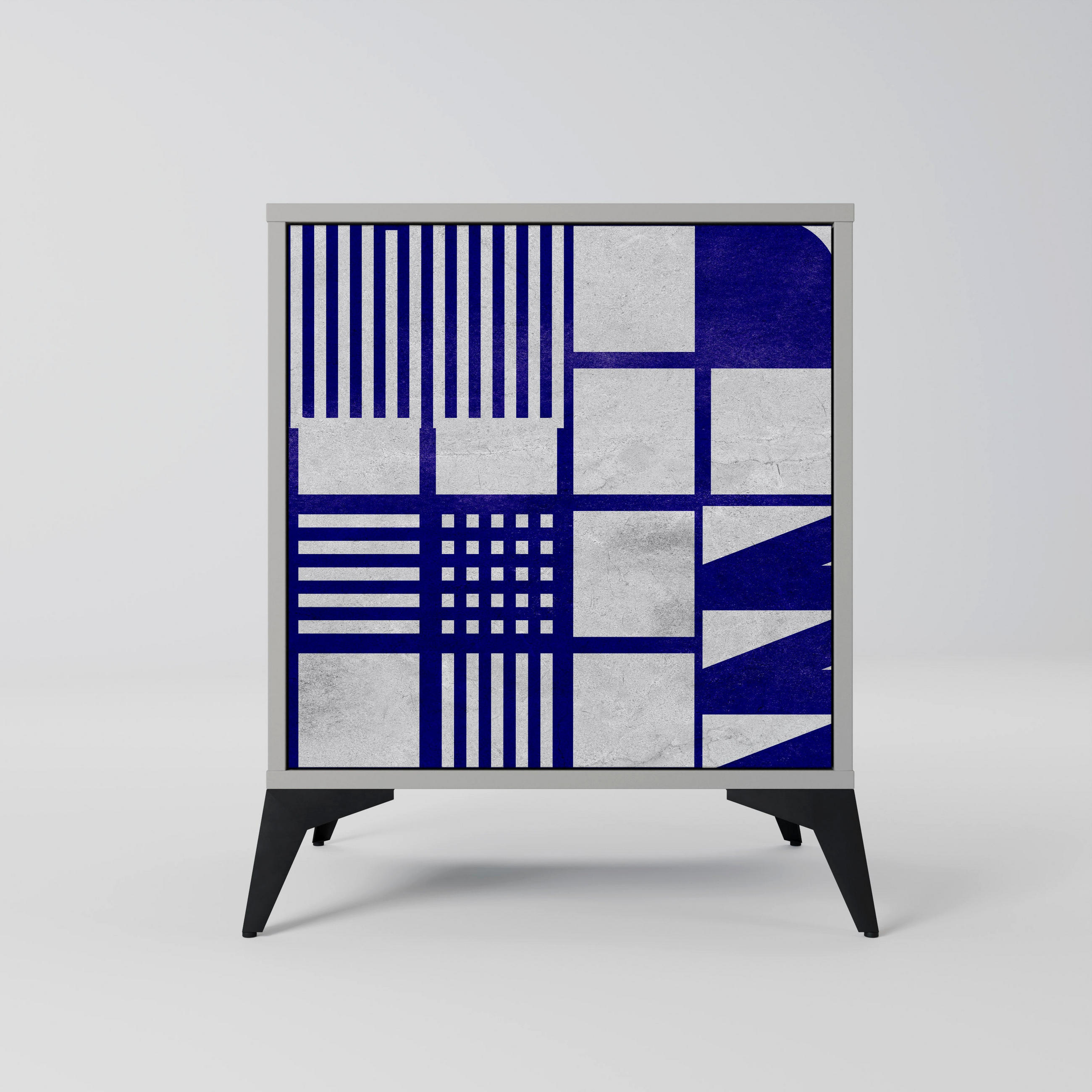 SIDEBOARD THE RIGHT PLACES, Grau, 57,5x42x70,5 cm, Schwarze Metall-Sternfüße - Multicolor/Schwarz, Holzwerkstoff/Metall (57.5/70.5/42cm) - SpaceRebels