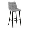 BARHOCKER CHIC gespolsterter mit Steppung - hellgrau - Samt Velours - Hellgrau/Schwarz, Textil/Metall (46/109/56cm) - NEW HOME