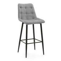BARHOCKER CHIC gespolsterter mit Steppung - hellgrau - Samt Velours - Hellgrau/Schwarz, Textil/Metall (46/109/56cm) - NEW HOME