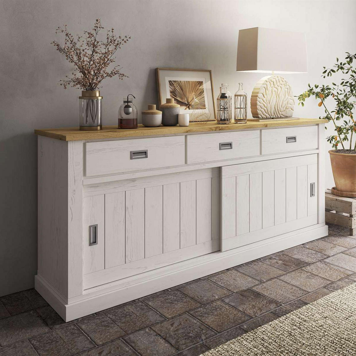 KOMMODE VINCI Andersen Kiefer / Wotan Eiche - Eichefarben, Holzwerkstoff (220/95/50cm) - Lookway