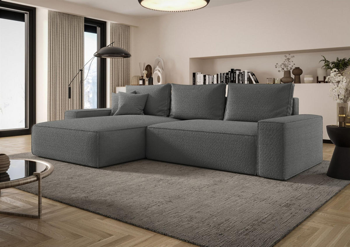 ECKSOFA Walken Mit Schlaffunktion - Dunkelgrau, Holzwerkstoff/Textil (280/185cm) - Fun Möbel