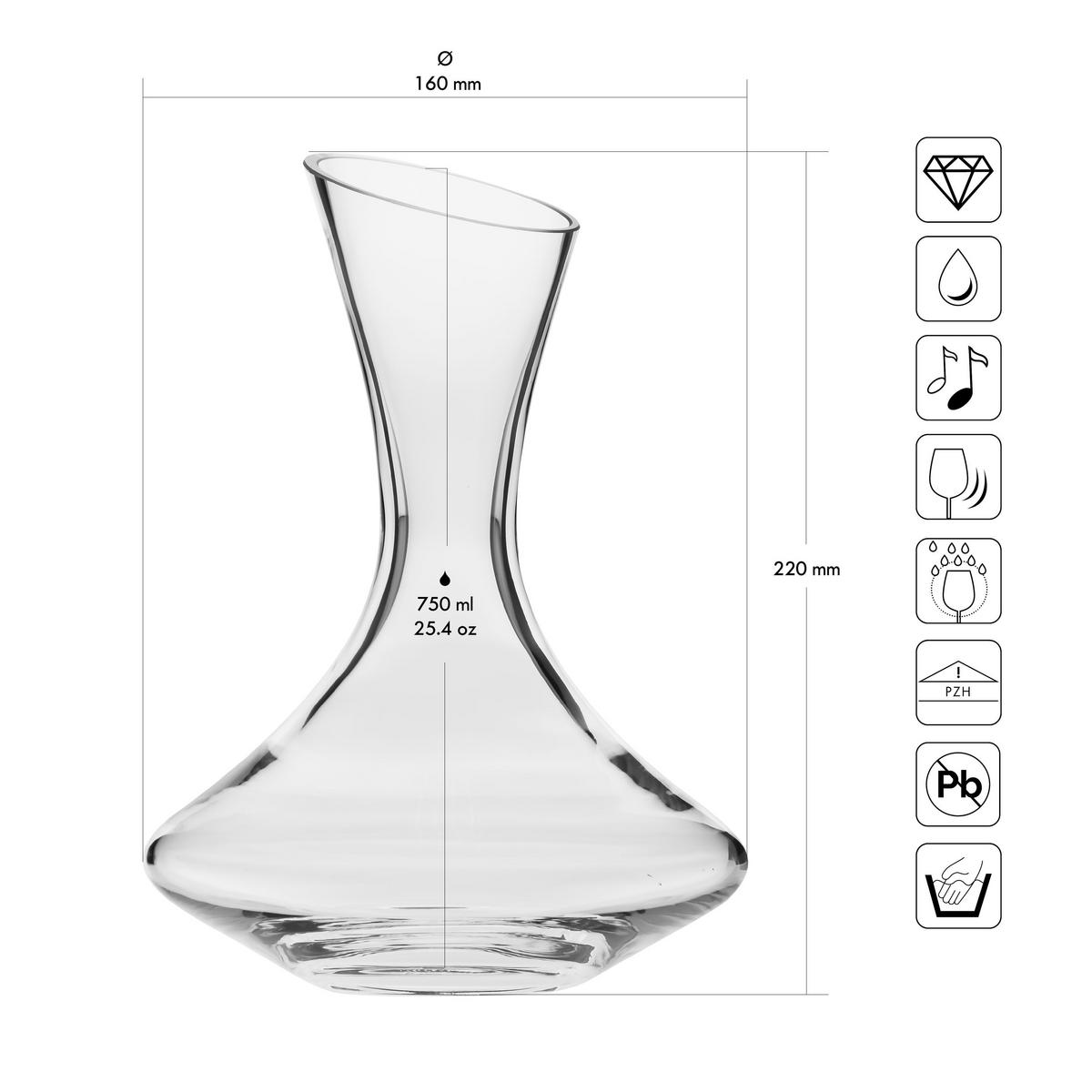 WEINDEKANTER, 1 Stk., 750 ml, Handgemacht - Transparent, Glas (0.75L) - Krosno Glass