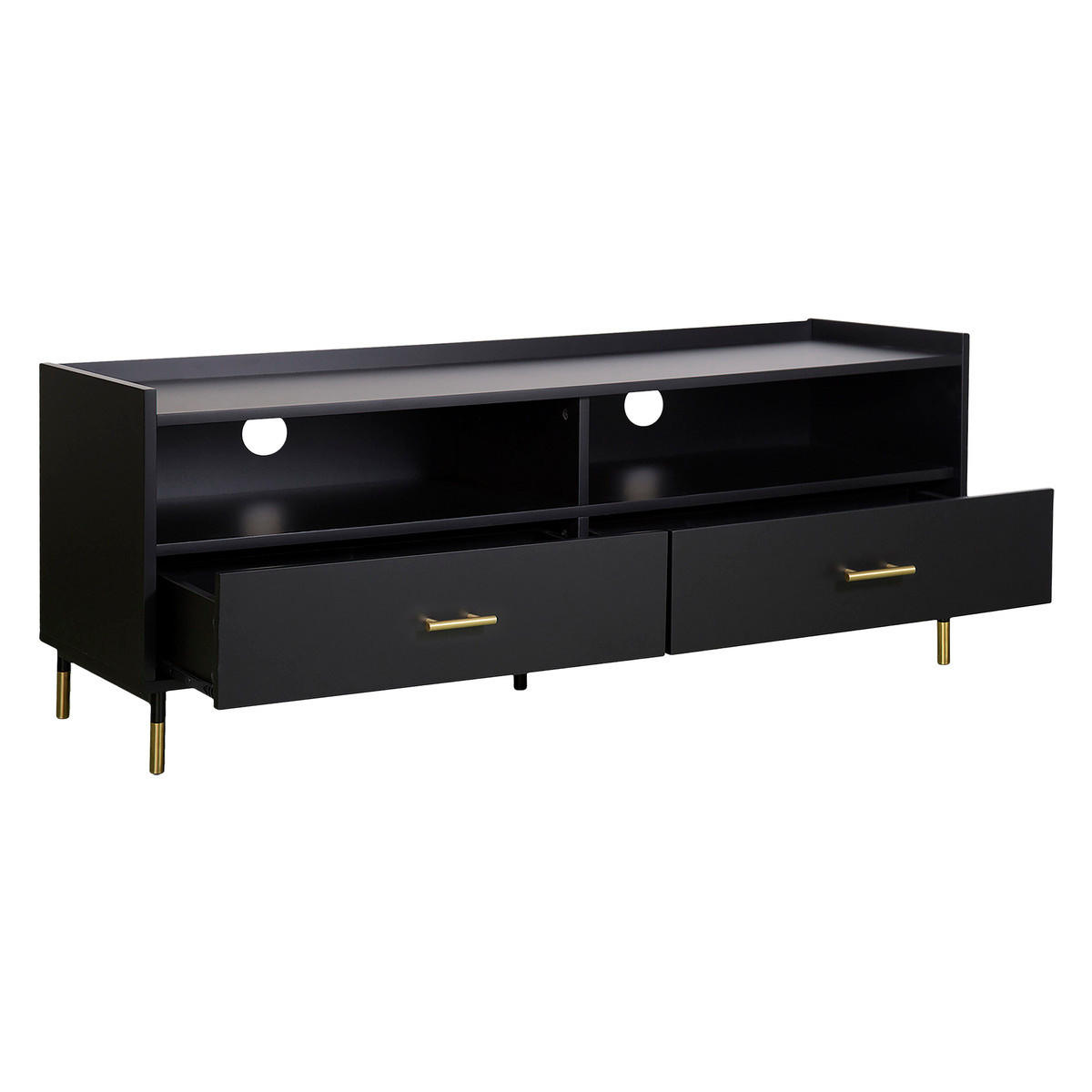FERNSEHSCHRANK mit goldenen Beinen Tedy 120/40/46,7 cm - Schwarz, Holzwerkstoff (40/46.7/120cm) - Atmosphera Createur d´interieur