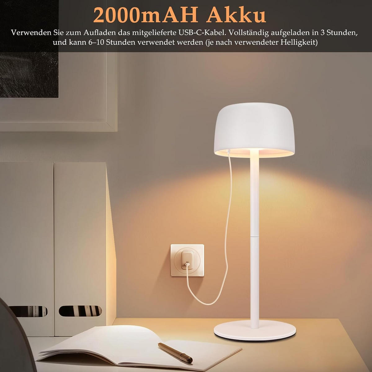 TISCHLAMPE Hydranj 9/9/25 cm - Weiß, Kunststoff/Metall (9/9/25cm) - ZMH