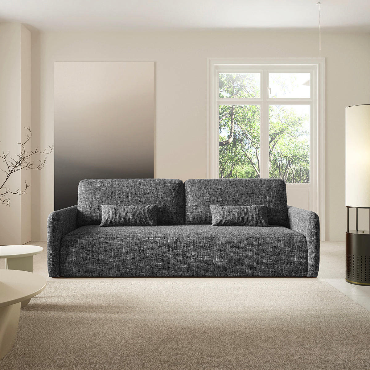SOFA Lazare 3 Sitzplätze Dunkelgrau - Grau, Holz (217/86/102cm) - Petits-meubles