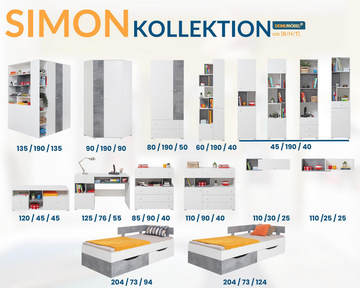 ECKSCHRANK SIMON 01 135/135/190 Weiß/Grau mit LED - Beleuchtung - Weiß/Grau, Holzwerkstoff (135/190/135cm) - Deine Möbel 24
