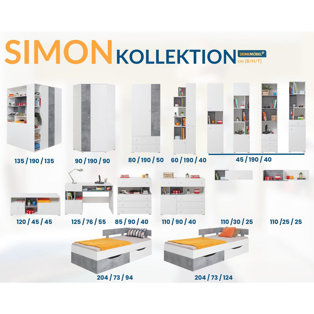 Thumbnail - Deine Möbel 24 Kinderkleiderschrank, Weiß, Grau, Holzwerkstoff, 80x190x50 cm, Kinder- & Jugendzimmer, Kindermöbel, Kinde...