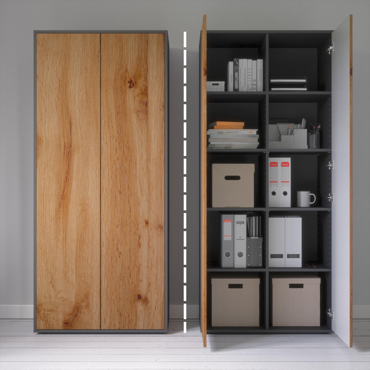 AKTENSCHRANK Amira T00 Eiche Wotan 180/80/40 cm - Eiche Wotan, Holzwerkstoff (80/180/40cm) - SIMPLYFURN