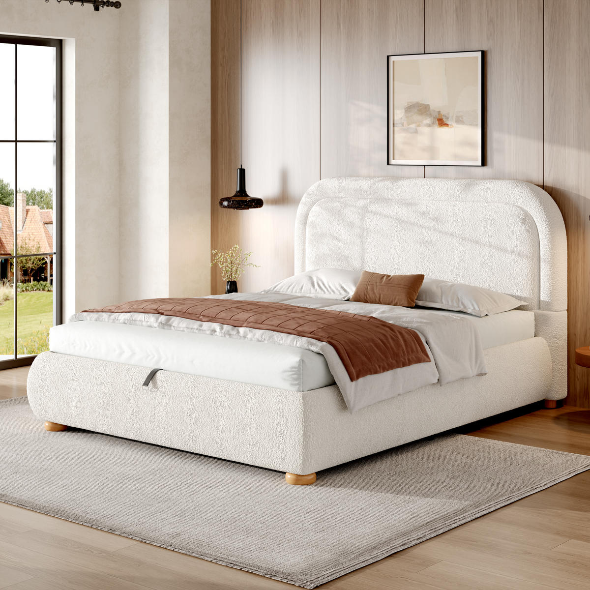 POLSTERBETT aus Schleife 160x200 cm in Weiß mit Hydraulik-Stauraum - Weiß, Textil (160/200cm) - Modfu