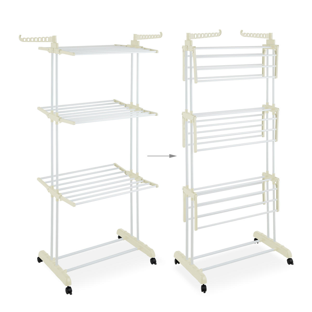 SUŠIAK na prádlo - čierna/biela, kov/plast (126/179/63.5cm) - Relaxdays