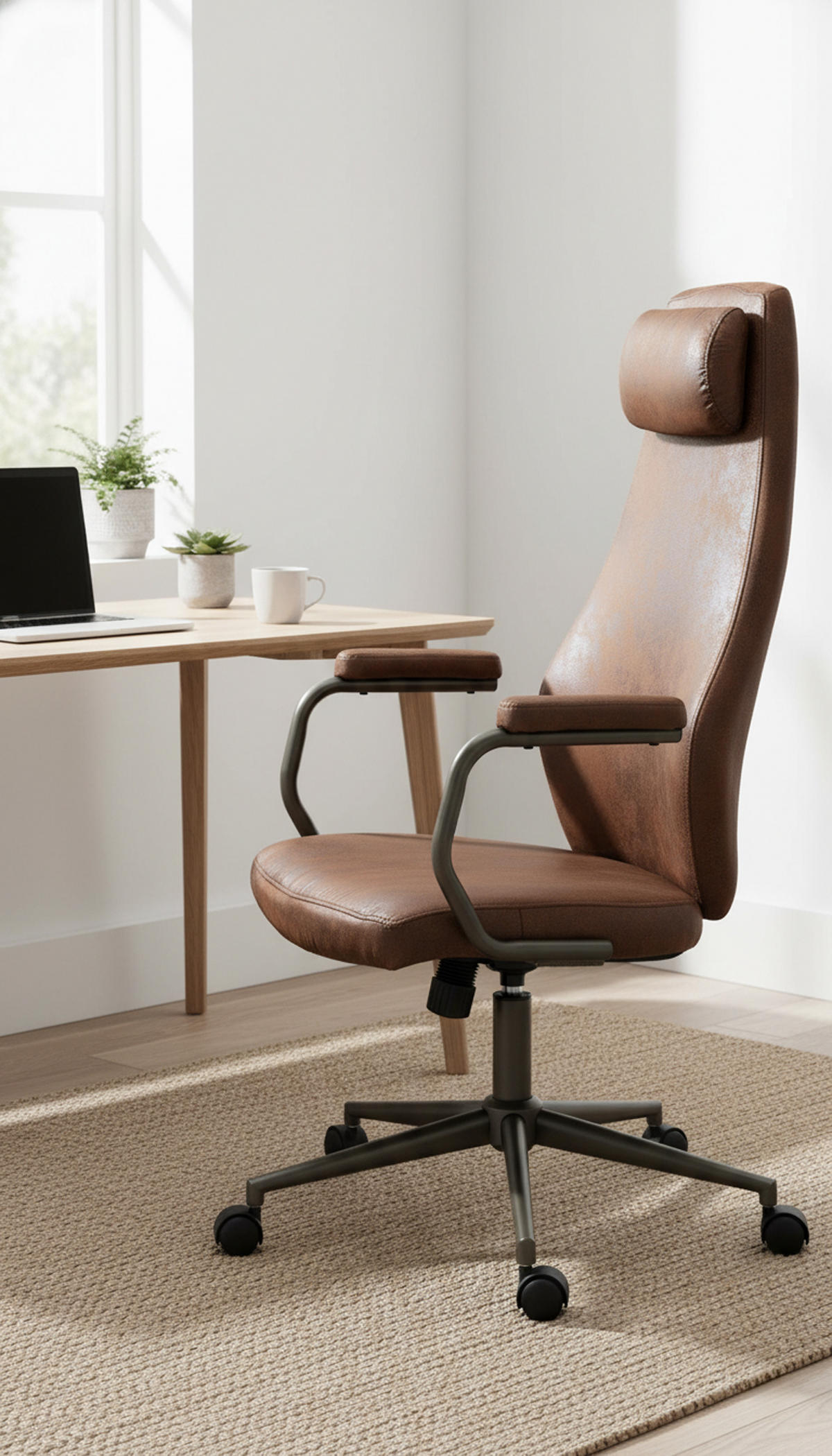BÜROSTUHL Zephyr cognac - Cognac/Schwarz, Metall (62/137/66cm) - TPFLiving