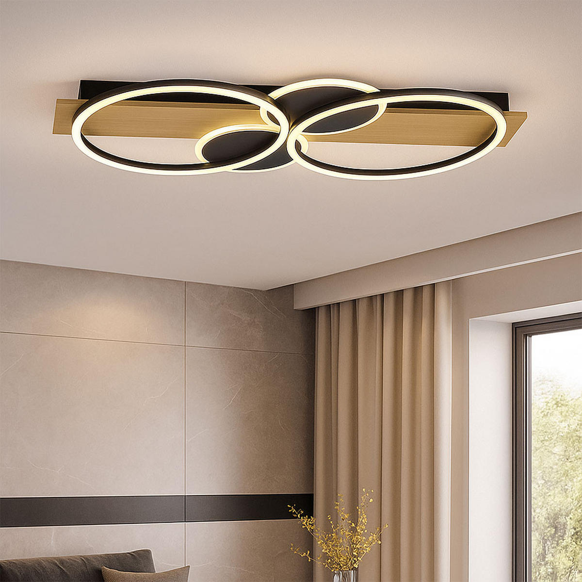 LED DECKENLEUCHTE Metall Holz Braun - Braun, Holz (72/34/6.7cm)