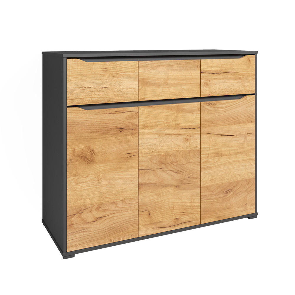 KOMMODE Ruben Goldkraft Eiche 120 x 101.6 cm mit Schubladen - Anthrazit/Eiche Wotan, Holzwerkstoff (48/101.6/120cm) - Vicco