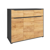 KOMMODE Ruben Goldkraft Eiche 120 x 101.6 cm mit Schubladen - Anthrazit/Eiche Wotan, Holzwerkstoff (48/101.6/120cm) - Vicco