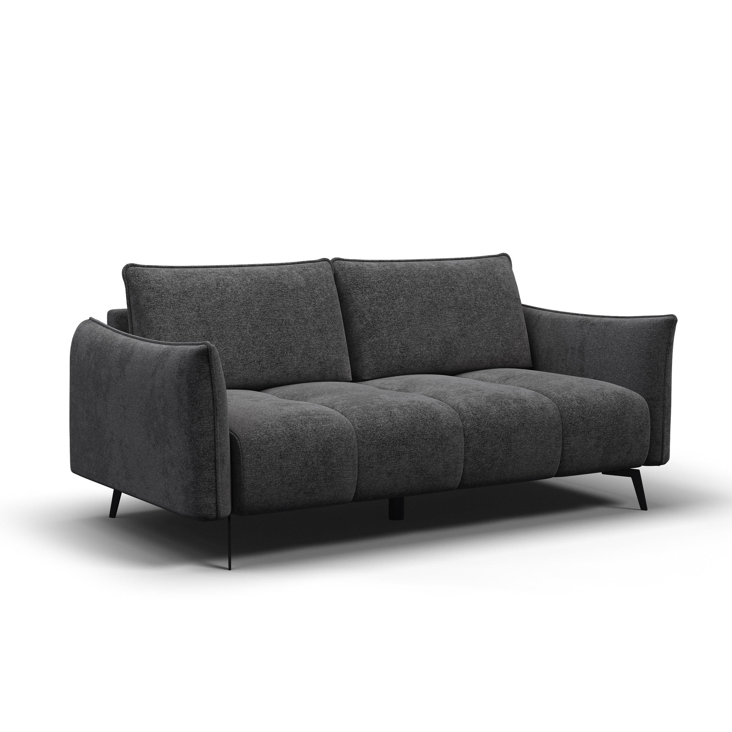 SOFA AERA 2,5-Sitzer, dunkelgrau - Dunkelgrau/Schwarz, Holz/Textil (187/89/96cm) - Courtois Laville