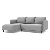 ECKSOFA mit Schlaffunktion Samt Stoff Grau - Schwarz/Grau, Holz/Textil (162/236cm) - Makamii