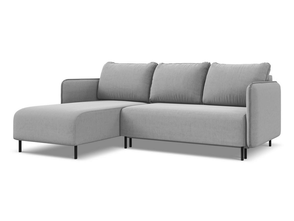 ECKSOFA mit Schlaffunktion Samt Stoff Grau - Schwarz/Grau, Holz/Textil (162/236cm) - Makamii