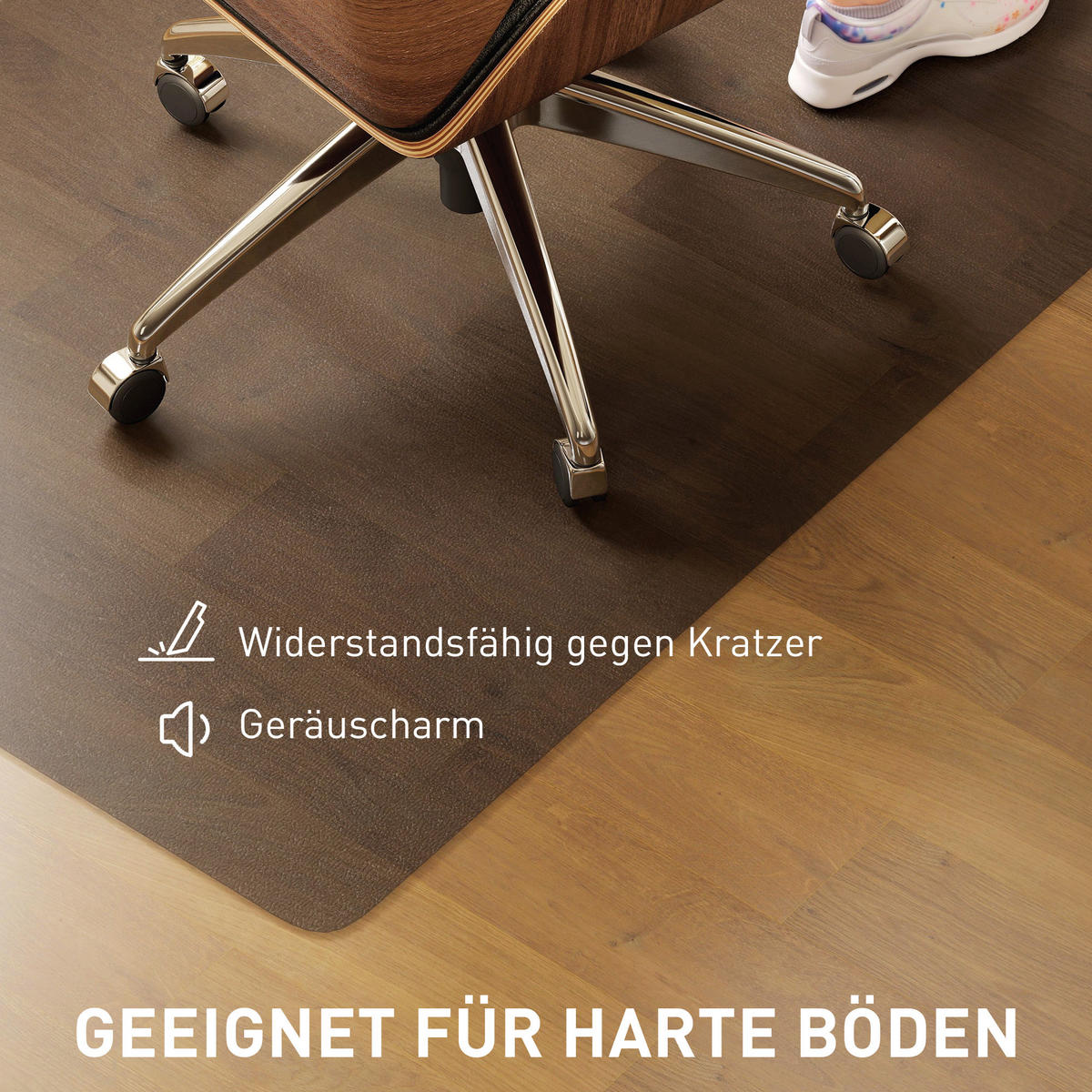 BODENSCHUTZMATTE 90 x 120 cm Bürostuhl Unterlage in Transparent für Hartböden - Schwarz, Kunststoff (90/1/120cm) - HOMCOM