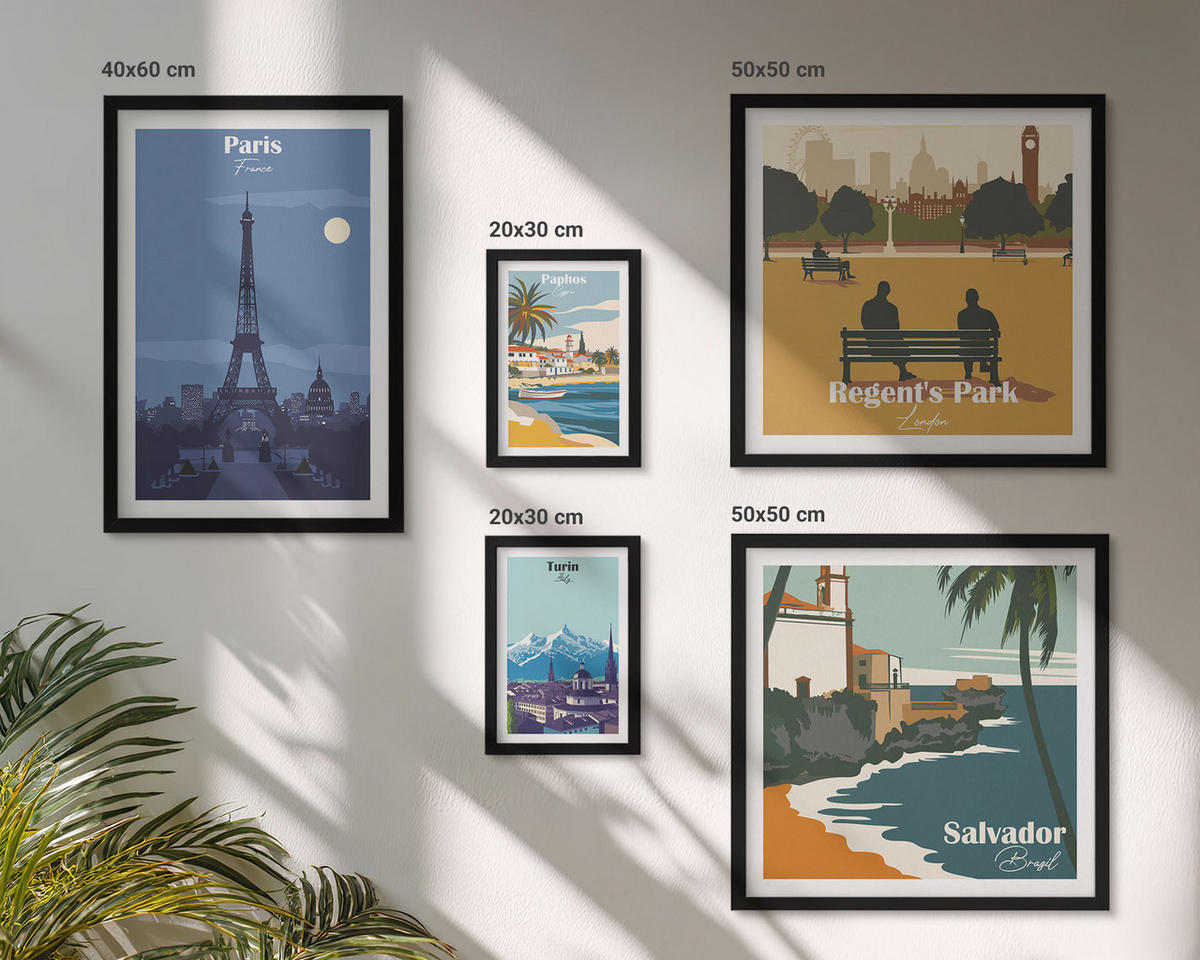WANDBILDER 5er-Set - 50x50 cm & 20x30 cm & 40x60 cm Schwarzer Rahmen - Touristische Küstenlandschaften - Schwarz, Kunststoff (40/60cm) - ArtPrintCave