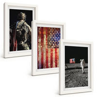 BILDER SET 3er Set - 20x30 cm Weißer Rahmen - Amerikanische Symbole, USA-Flagge - Weiß, Kunststoff (20/30cm) - TULUP