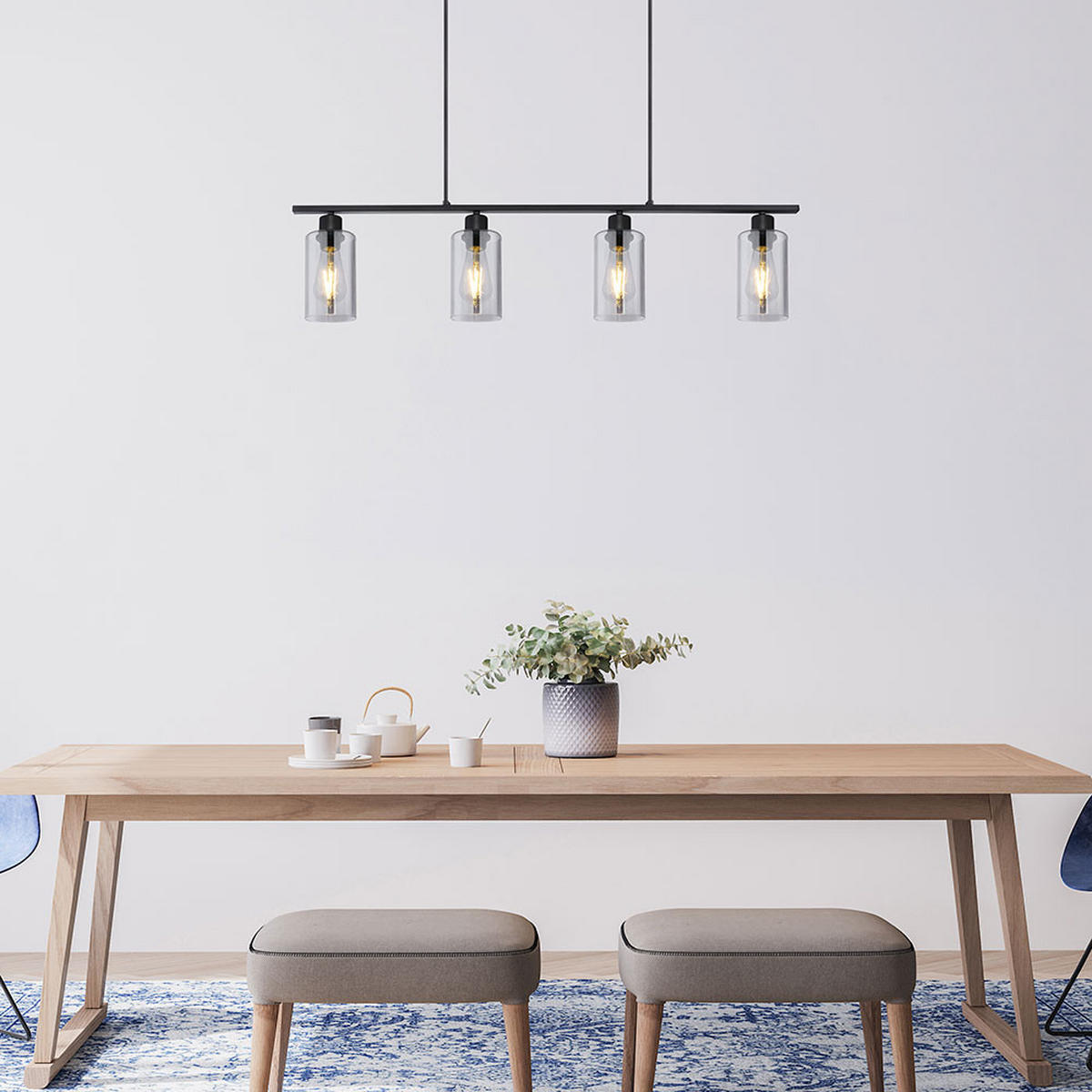 LED HÄNGELEUCHTE Balken Schwarz Matt - Schwarz, Glas (98/10/120cm) - Globo Lighting