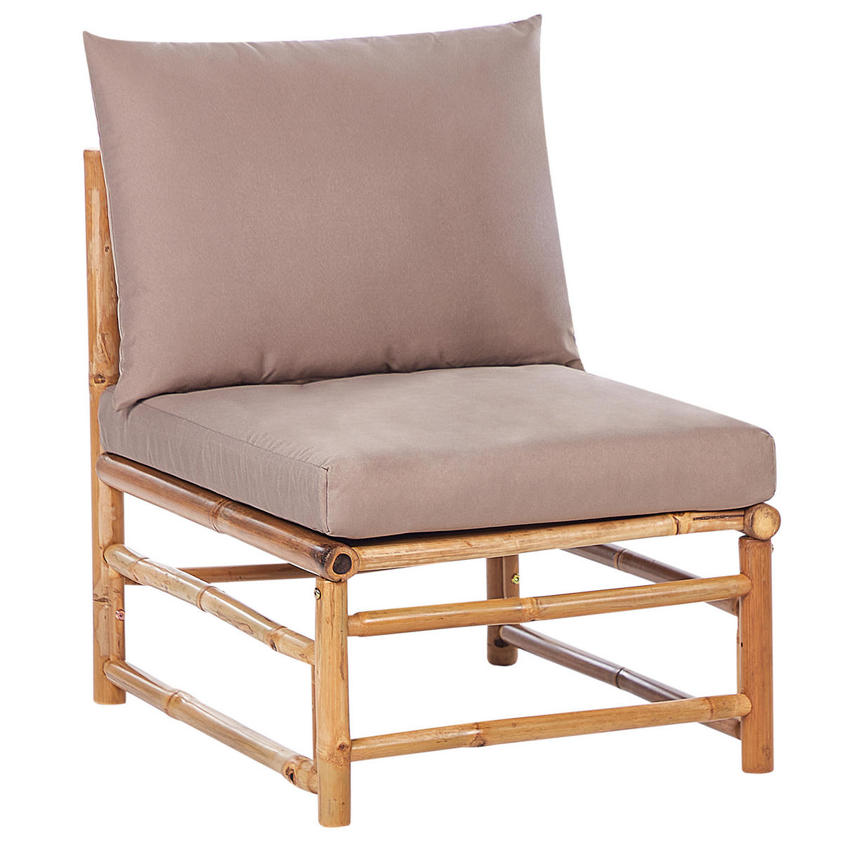 LOUNGE SET 6-Sitzer Bambusholz hellbraun 3-teilig Auflagen taupe Cerreto - Taupe, Holz - Beliani
