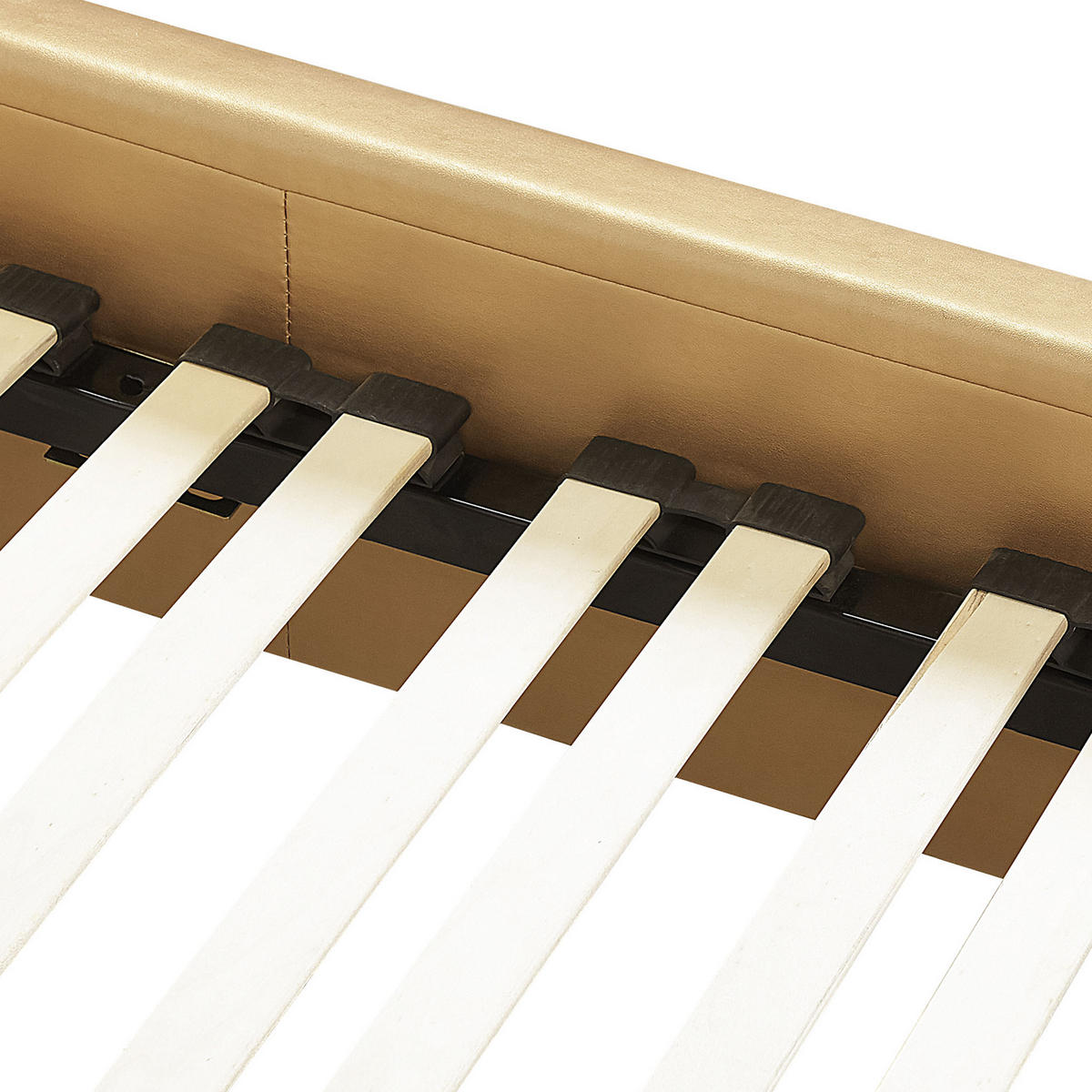 LEDERBETT 180/200cm Gold Paris - Goldfarben, Leder (180/200cm) - Beliani