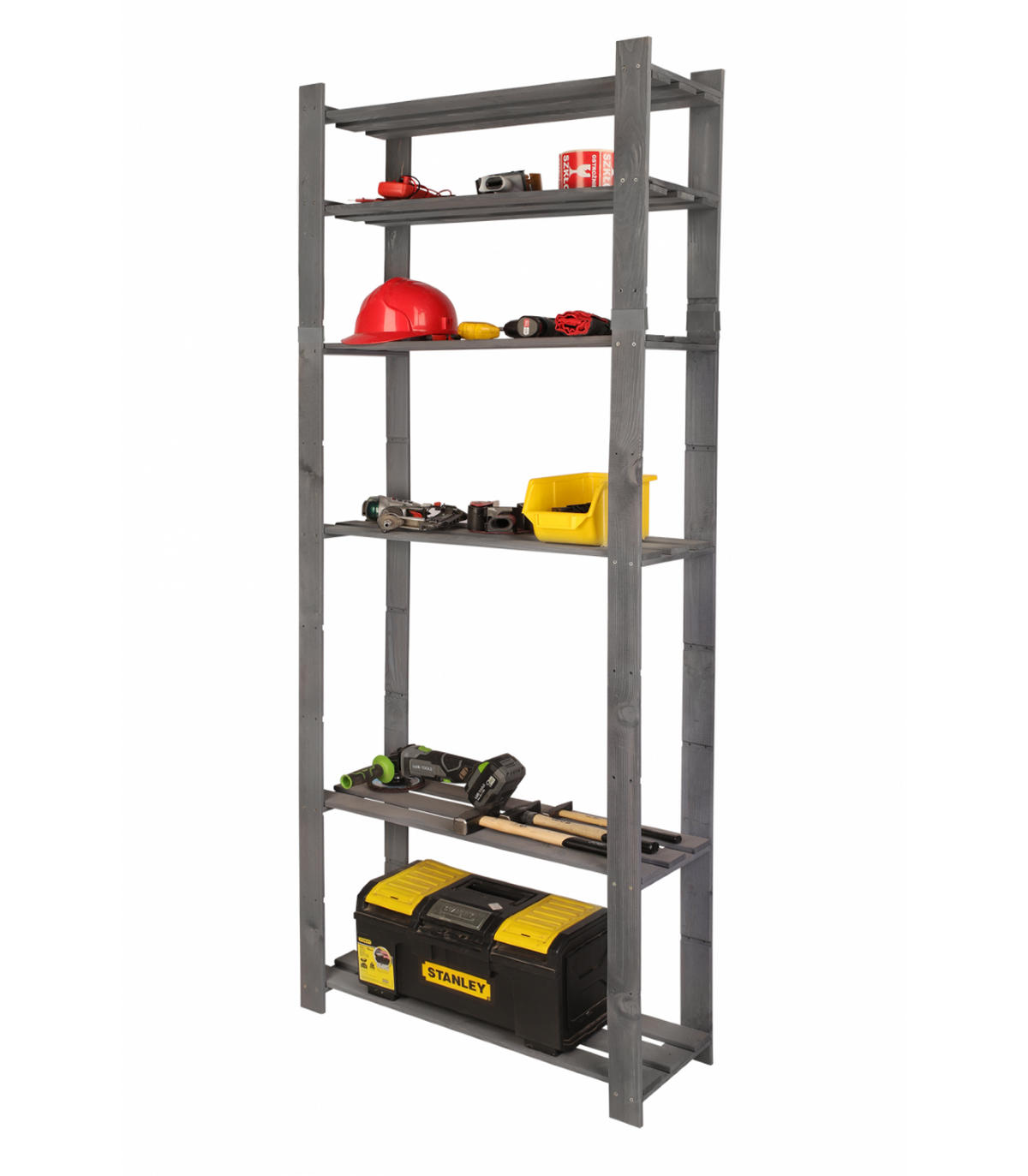 HOLZREGAL PINEPEAK 200x80x28cm 6 Fachboden 1,2cm dickes Kiefernholz Grau - Grau, Holz (80/200/28cm) - PROREGAL