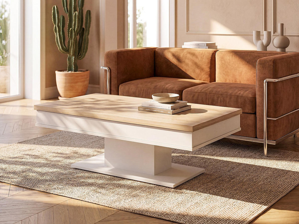 COUCHTISCH - 120 cm, 146 cm x 59 cm - holz - naturfarben hell, weiß Astulia - Naturfarben/Weiß, Holz (59/120/40.2cm) - Vente-Unique