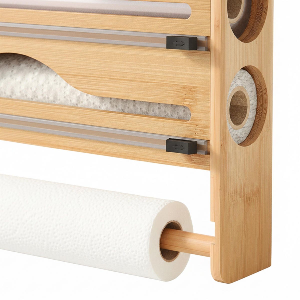 WANDROLLENHALTER - Hellbraun, Holz/Kunststoff (34.5/33/7cm) - Relaxdays