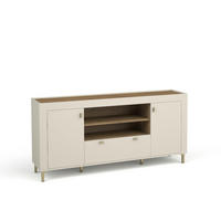 KOMMODE Mossa Kaschmir, Zweitürige Kommode mit Schubladen - Beige/Goldfarben, Holzwerkstoff (177/84/40cm) - Bettso