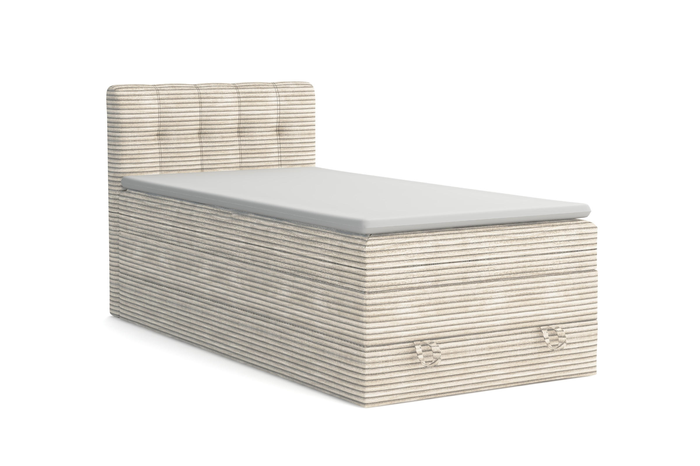 BOXSPRINGBETT JUNG 2 100/200 Cord Creme mit Matratzen H3 + H4 - Creme, Holz/Holzwerkstoff (100/200cm) - Deine Möbel 24
