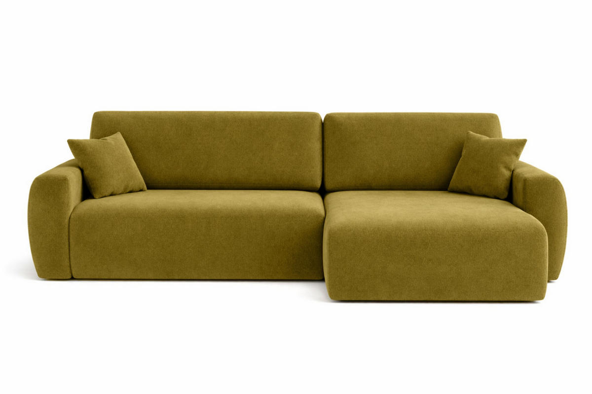 ECKSOFA Mit Schlaffunktion Ariel L, Velours, Stoff Salvador, Olive, Rechts - Olivgrün, Holz (250/142cm) - Kaiser Möbel