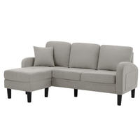 ECKSOFA L-Form 3-Sitzer mit Chaiselongue Baumwoll-Leinen Grau 166/118/77 cm - Hellgrau, Kunststoff (166/118cm) - OKWISH