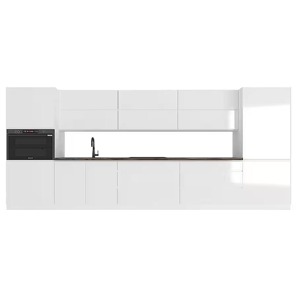 KÜCHENZEILE 360 cm Aspen K47-M360 in Weiß / Hochglanz - Weiß, Holz (360/212/60cm)