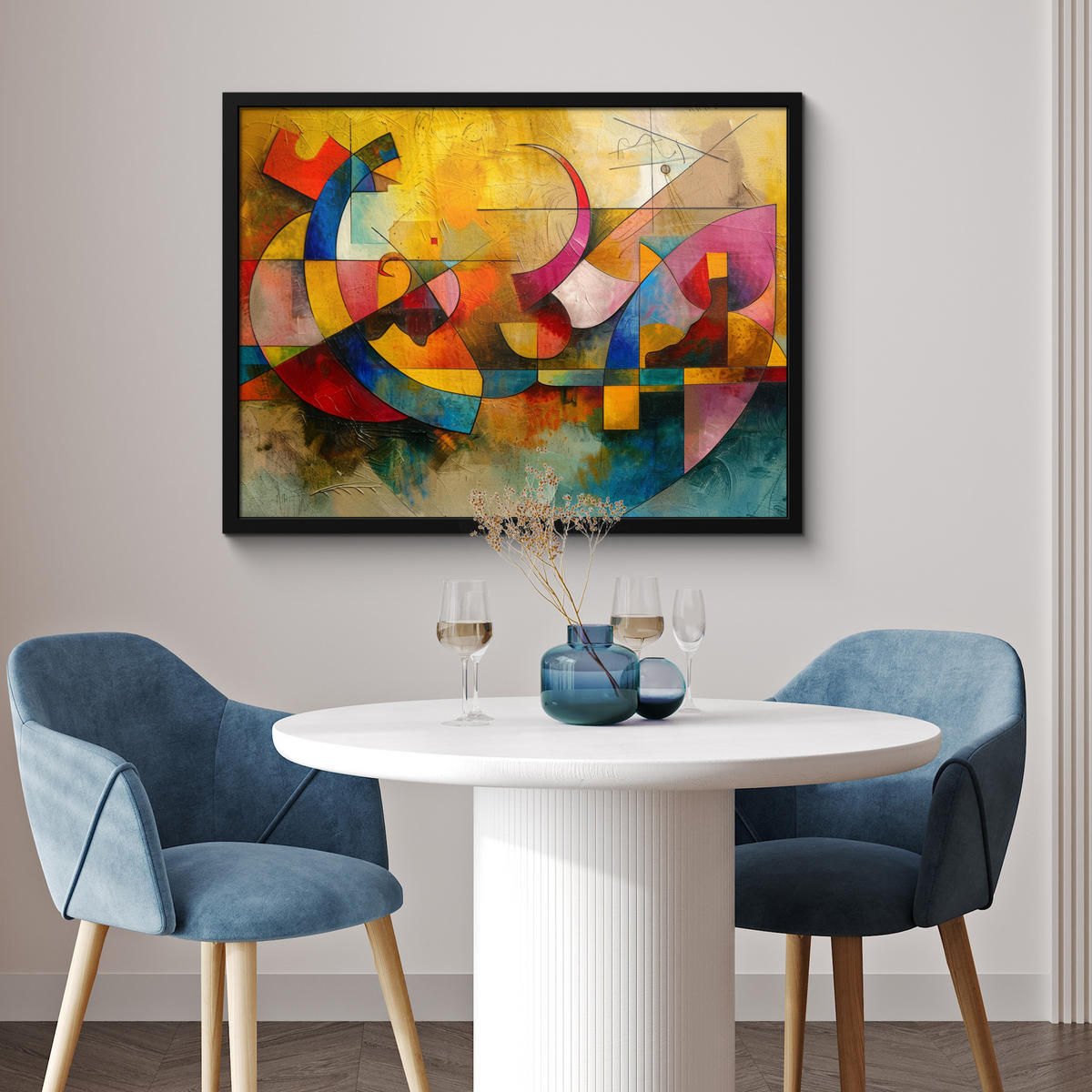 POSTER MIT RAHMEN Kunst - Abstrakt - Modern 80x60 cm - Gelb, Papier (80/60cm) - MuchoWow