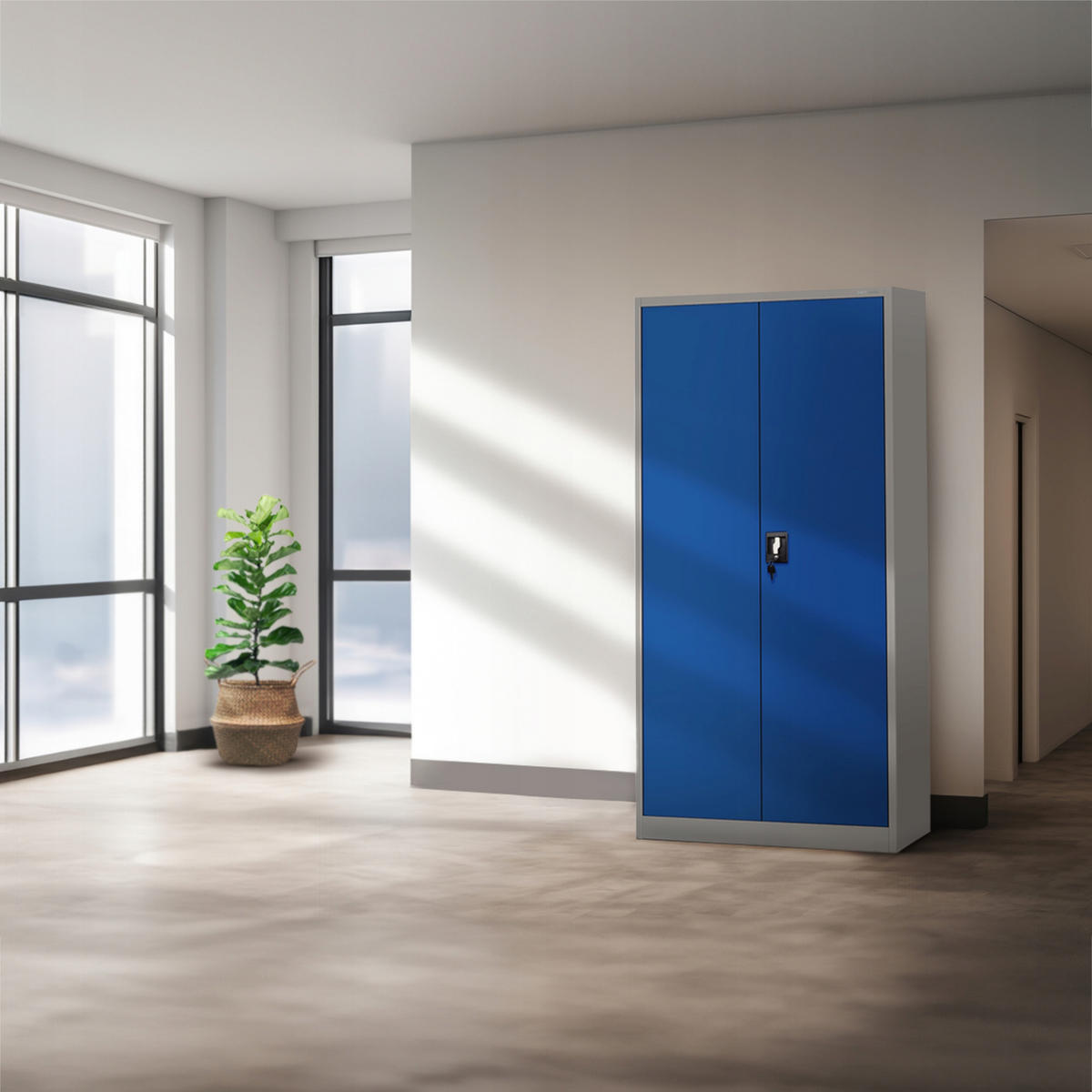 AKTENSCHRANK JAN H - Blau/Grau, Metall (90/195/40cm) - Jan Nowak