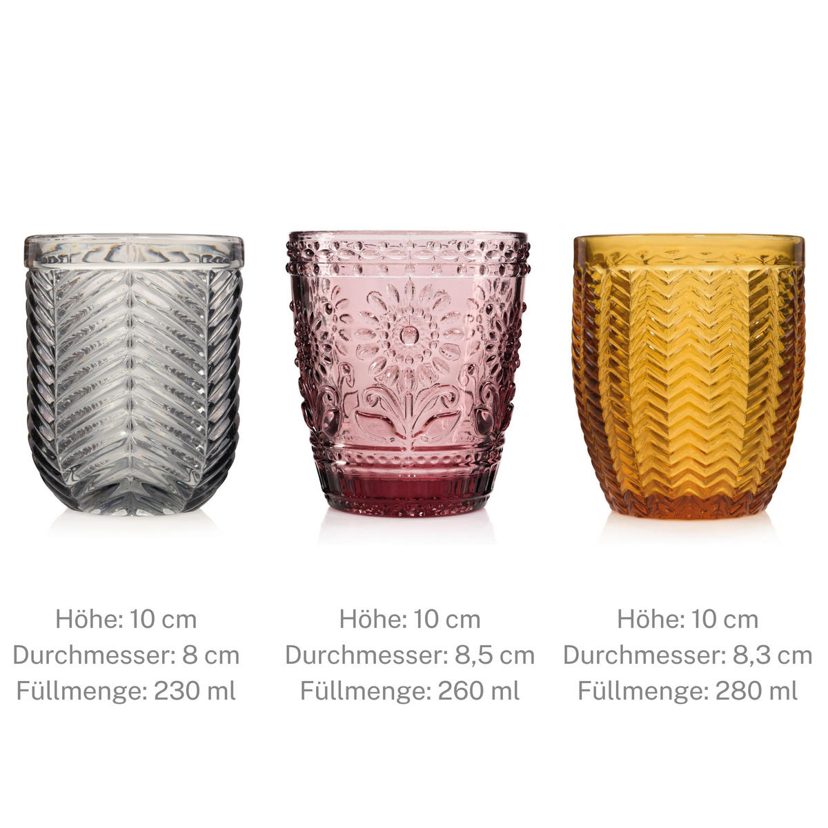 TRINKGLÄSER SET PORTO - 6 teilig - Multicolor, Glas - Sänger